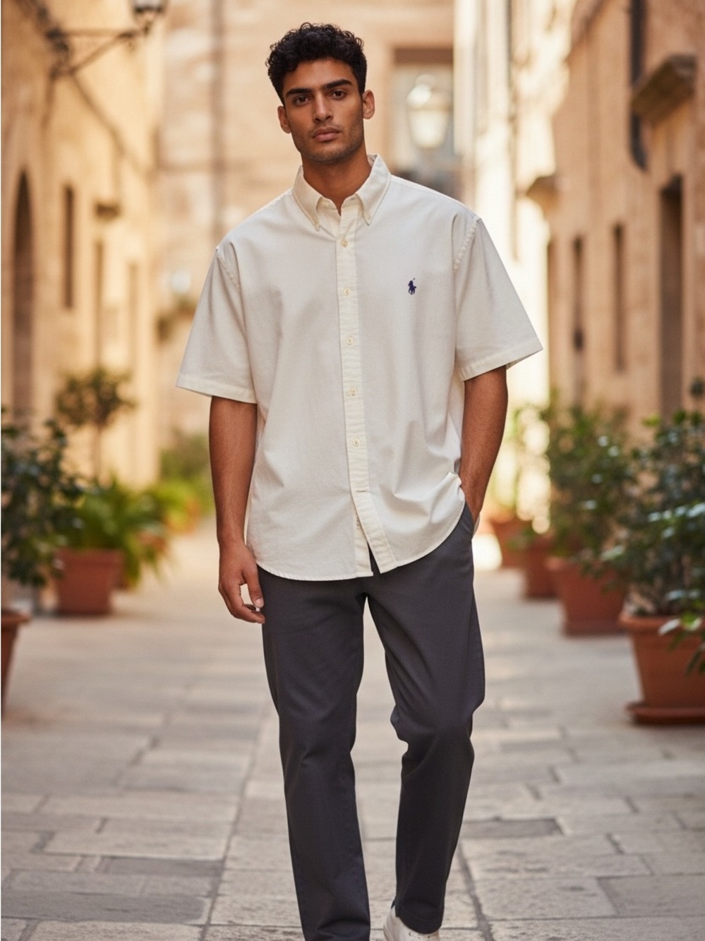 Polo Ralph Lauren Men's 2XB Big Classic Fit White Button Down Shirt Short Sleeve